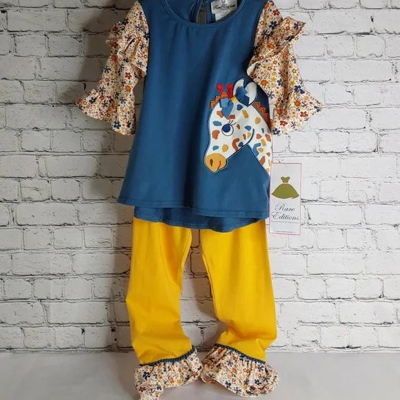 'RARE EDITIONS' TOP & PANTS GIRAFFE OUTFIT 2-PIECE SET